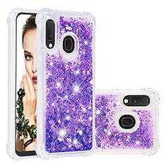 Coque Silicone Housse Etui Gel Bling-Bling S01 pour Samsung Galaxy A20e Violet