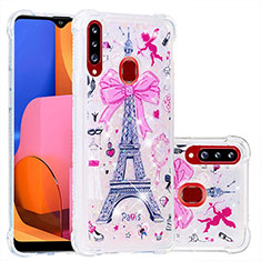 Coque Silicone Housse Etui Gel Bling-Bling S01 pour Samsung Galaxy A20s Rose