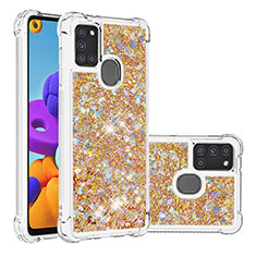 Coque Silicone Housse Etui Gel Bling-Bling S01 pour Samsung Galaxy A21s Or