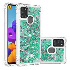 Coque Silicone Housse Etui Gel Bling-Bling S01 pour Samsung Galaxy A21s Vert
