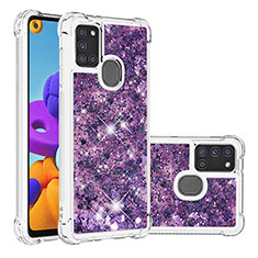 Coque Silicone Housse Etui Gel Bling-Bling S01 pour Samsung Galaxy A21s Violet
