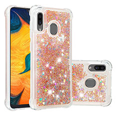 Coque Silicone Housse Etui Gel Bling-Bling S01 pour Samsung Galaxy A30 Or