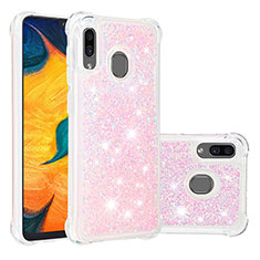 Coque Silicone Housse Etui Gel Bling-Bling S01 pour Samsung Galaxy A30 Rose