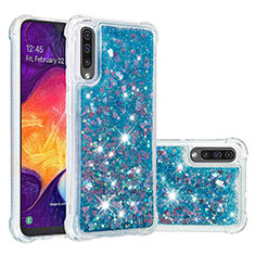 Coque Silicone Housse Etui Gel Bling-Bling S01 pour Samsung Galaxy A30S Bleu