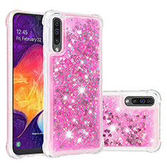 Coque Silicone Housse Etui Gel Bling-Bling S01 pour Samsung Galaxy A50 Rose Rouge