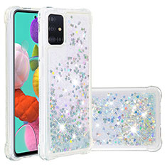 Coque Silicone Housse Etui Gel Bling-Bling S01 pour Samsung Galaxy A51 4G Argent