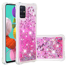 Coque Silicone Housse Etui Gel Bling-Bling S01 pour Samsung Galaxy A51 4G Rose Rouge