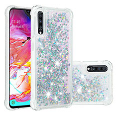 Coque Silicone Housse Etui Gel Bling-Bling S01 pour Samsung Galaxy A70 Argent