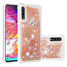 Coque Silicone Housse Etui Gel Bling-Bling S01 pour Samsung Galaxy A70 Or