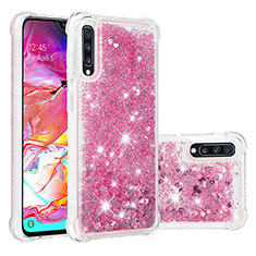 Coque Silicone Housse Etui Gel Bling-Bling S01 pour Samsung Galaxy A70 Rose Rouge