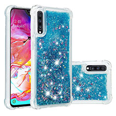Coque Silicone Housse Etui Gel Bling-Bling S01 pour Samsung Galaxy A70S Bleu