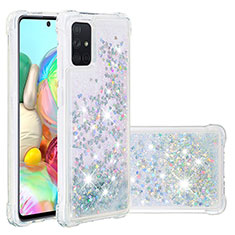 Coque Silicone Housse Etui Gel Bling-Bling S01 pour Samsung Galaxy A71 4G A715 Argent