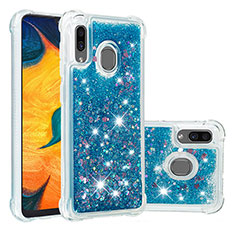 Coque Silicone Housse Etui Gel Bling-Bling S01 pour Samsung Galaxy M10S Bleu