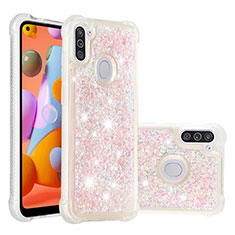 Coque Silicone Housse Etui Gel Bling-Bling S01 pour Samsung Galaxy M11 Rose