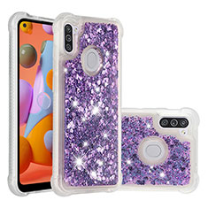 Coque Silicone Housse Etui Gel Bling-Bling S01 pour Samsung Galaxy M11 Violet