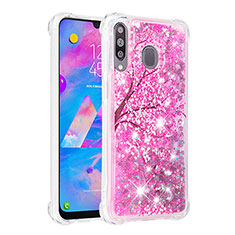 Coque Silicone Housse Etui Gel Bling-Bling S01 pour Samsung Galaxy M30 Rose Rouge
