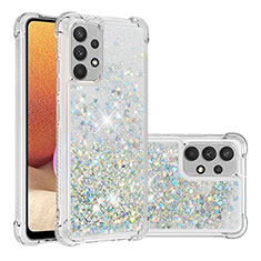 Coque Silicone Housse Etui Gel Bling-Bling S01 pour Samsung Galaxy M32 5G Argent