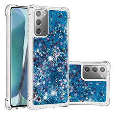 Coque Silicone Housse Etui Gel Bling-Bling S01 pour Samsung Galaxy Note 20 5G Bleu