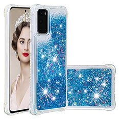 Coque Silicone Housse Etui Gel Bling-Bling S01 pour Samsung Galaxy S20 5G Bleu