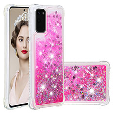 Coque Silicone Housse Etui Gel Bling-Bling S01 pour Samsung Galaxy S20 5G Rose Rouge