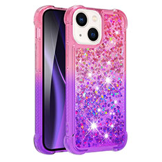 Coque Silicone Housse Etui Gel Bling-Bling S02 pour Apple iPhone 15 Plus Rose Rouge