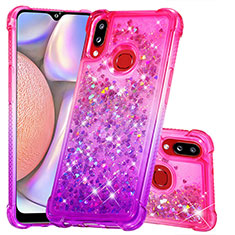 Coque Silicone Housse Etui Gel Bling-Bling S02 pour Samsung Galaxy A10s Rose Rouge