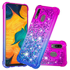 Coque Silicone Housse Etui Gel Bling-Bling S02 pour Samsung Galaxy A20 Violet