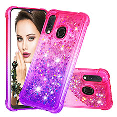 Coque Silicone Housse Etui Gel Bling-Bling S02 pour Samsung Galaxy A20e Rose Rouge