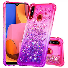 Coque Silicone Housse Etui Gel Bling-Bling S02 pour Samsung Galaxy A20s Rose Rouge