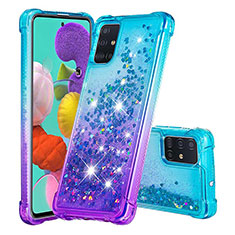 Coque Silicone Housse Etui Gel Bling-Bling S02 pour Samsung Galaxy A51 4G Bleu Ciel