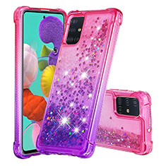 Coque Silicone Housse Etui Gel Bling-Bling S02 pour Samsung Galaxy A51 5G Rose Rouge