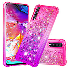 Coque Silicone Housse Etui Gel Bling-Bling S02 pour Samsung Galaxy A70 Rose Rouge