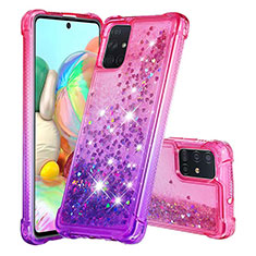 Coque Silicone Housse Etui Gel Bling-Bling S02 pour Samsung Galaxy A71 5G Rose Rouge