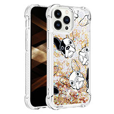 Coque Silicone Housse Etui Gel Bling-Bling S03 pour Apple iPhone 14 Pro Max Or