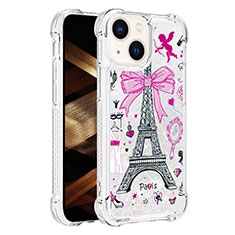 Coque Silicone Housse Etui Gel Bling-Bling S03 pour Apple iPhone 15 Or Rose