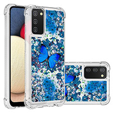 Coque Silicone Housse Etui Gel Bling-Bling S03 pour Samsung Galaxy A02s Bleu