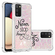 Coque Silicone Housse Etui Gel Bling-Bling S03 pour Samsung Galaxy A02s Rose