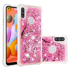 Coque Silicone Housse Etui Gel Bling-Bling S03 pour Samsung Galaxy A11 Rose Rouge