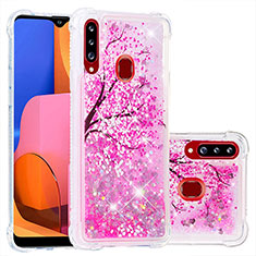 Coque Silicone Housse Etui Gel Bling-Bling S03 pour Samsung Galaxy A20s Rose Rouge