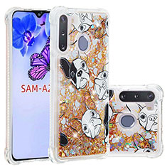 Coque Silicone Housse Etui Gel Bling-Bling S03 pour Samsung Galaxy A21 European Or