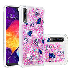 Coque Silicone Housse Etui Gel Bling-Bling S03 pour Samsung Galaxy A30S Rose Rouge