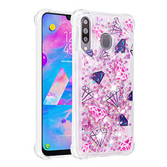 Coque Silicone Housse Etui Gel Bling-Bling S03 pour Samsung Galaxy A40s Rose Rouge