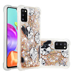 Coque Silicone Housse Etui Gel Bling-Bling S03 pour Samsung Galaxy A41 Or