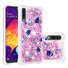 Coque Silicone Housse Etui Gel Bling-Bling S03 pour Samsung Galaxy A50S Rose Rouge