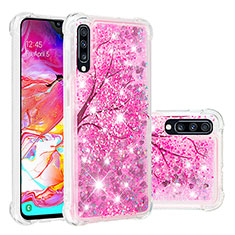 Coque Silicone Housse Etui Gel Bling-Bling S03 pour Samsung Galaxy A70 Rose Rouge