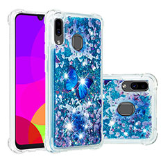 Coque Silicone Housse Etui Gel Bling-Bling S03 pour Samsung Galaxy M10S Bleu