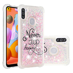 Coque Silicone Housse Etui Gel Bling-Bling S03 pour Samsung Galaxy M11 Rose