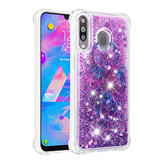 Coque Silicone Housse Etui Gel Bling-Bling S03 pour Samsung Galaxy M30 Violet