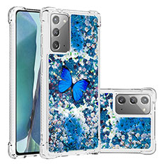 Coque Silicone Housse Etui Gel Bling-Bling S03 pour Samsung Galaxy Note 20 5G Bleu