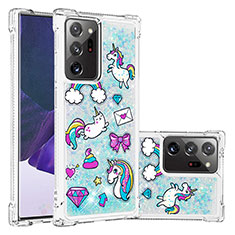 Coque Silicone Housse Etui Gel Bling-Bling S03 pour Samsung Galaxy Note 20 Ultra 5G Bleu Ciel